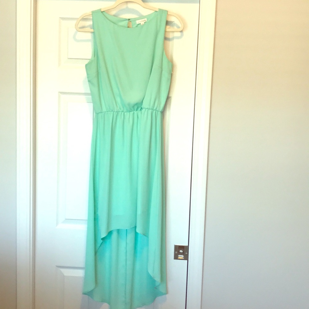 Soft mint high low dress